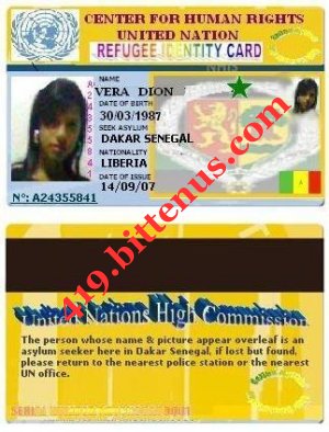 Refugee identity card